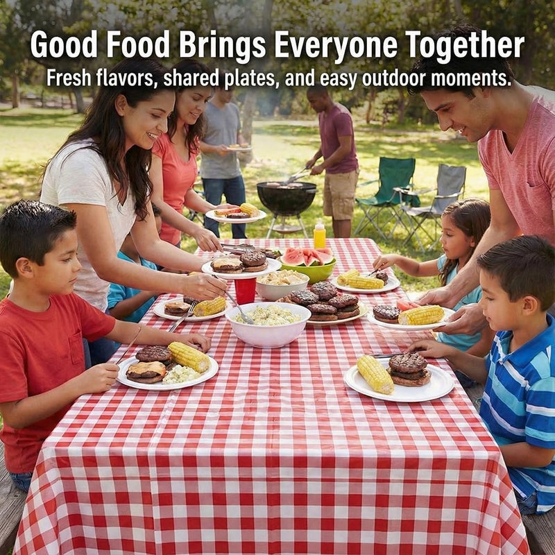 C CRYSTAL LEMON Picnic Tablecloth Pack of 4 - Red and White Checkered for Picnic Table - Vinyl Gingham Perfect for Outdoors and Camping - Waterproof Tablecloth - Image 2